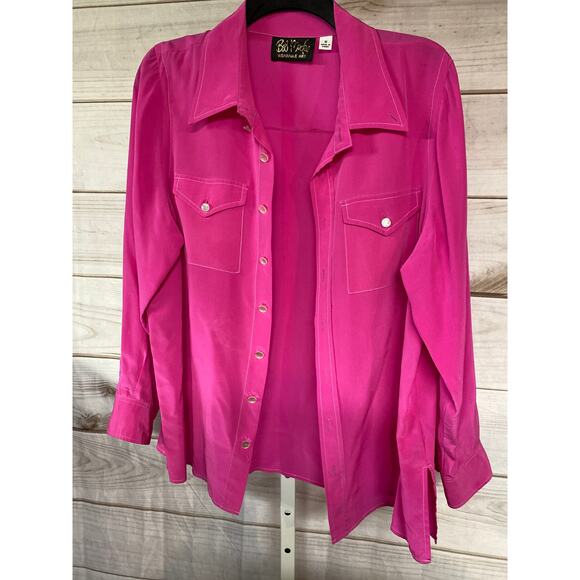 Bob Macke Women's Size Medium Wearable Art Pink Long Sleeve Button Down Shirt - Picture 2 of 6